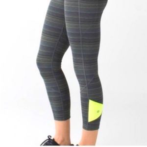 Lululemon NWT Pace Rival Crop space dye grey/neon